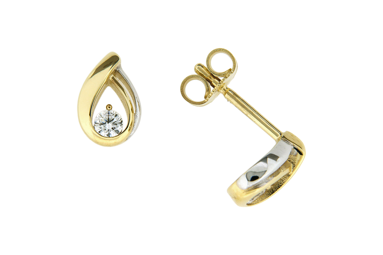 Ohrstecker, Ohrringe in Weißgold Gelbgold 333 mit Zirkonia