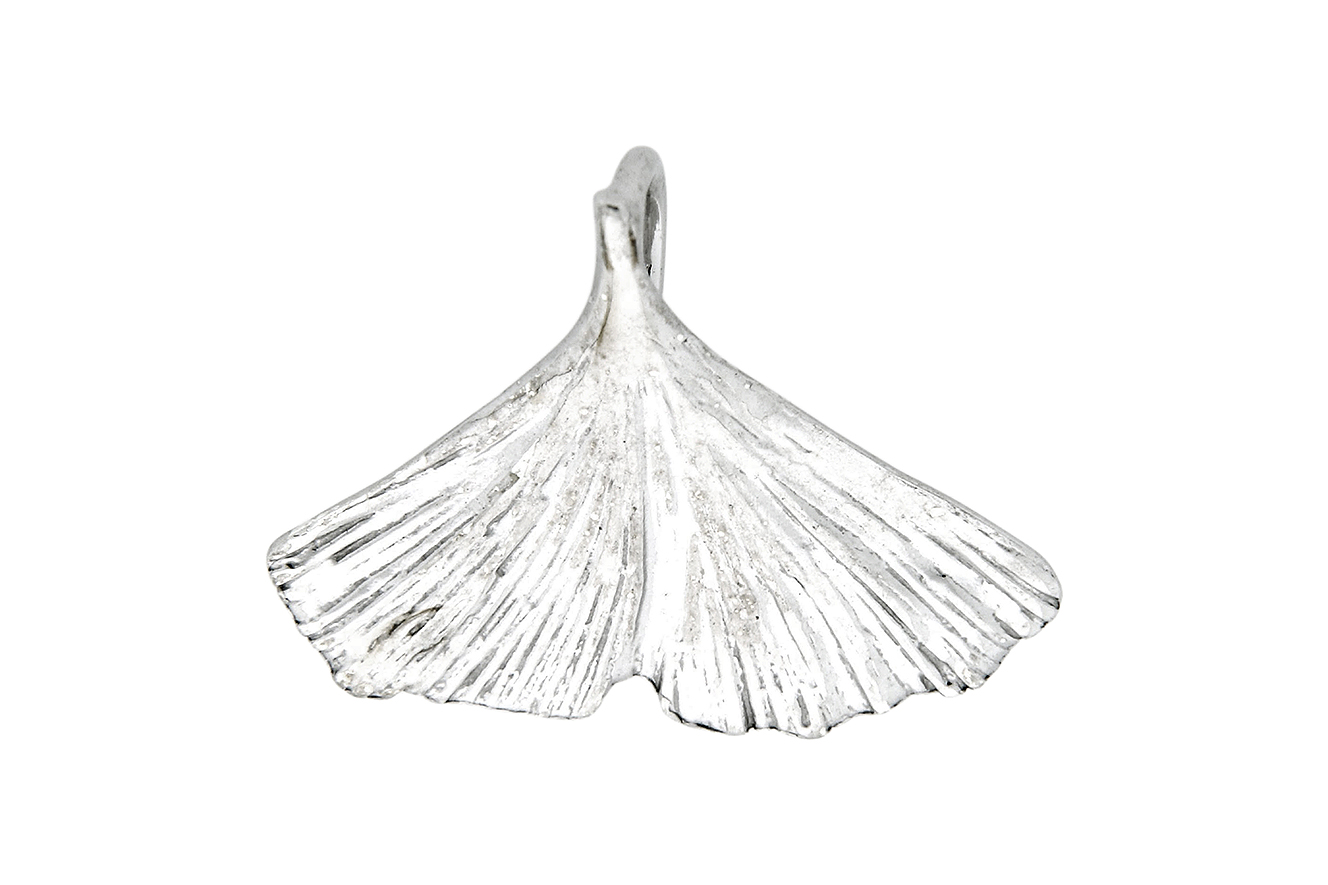 Anhänger Ginkgo in Silber 925 mit rhodinierte Oberfläche