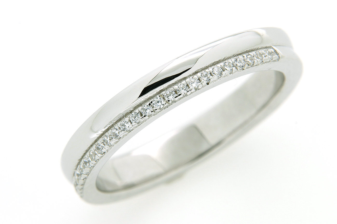 Gr.56 Damenring in Silber 925 rhodiniert  weißen Zirkonia