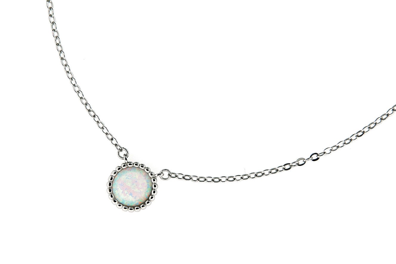 45-42cm Kette mit Opal aus Silber 925 rhodiniert 