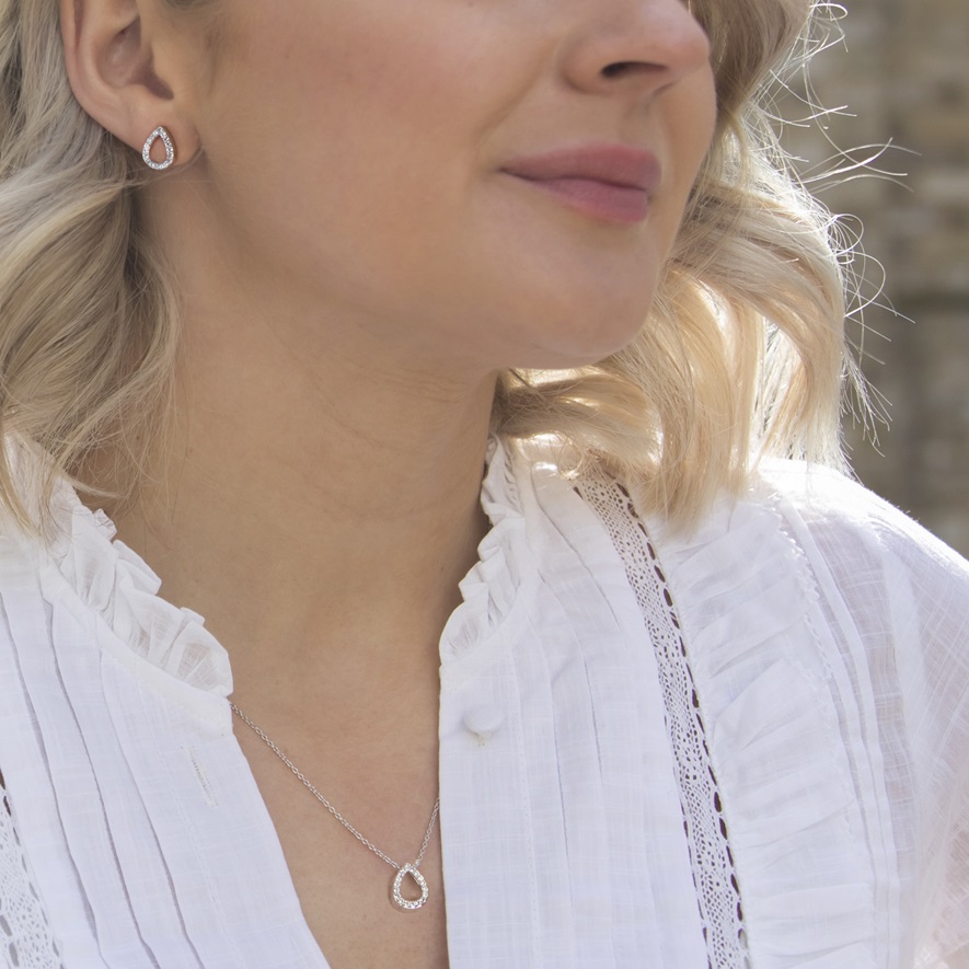 45-40cm Kette mit Anhänger in Silber 925 Zirkonia mit Diamant