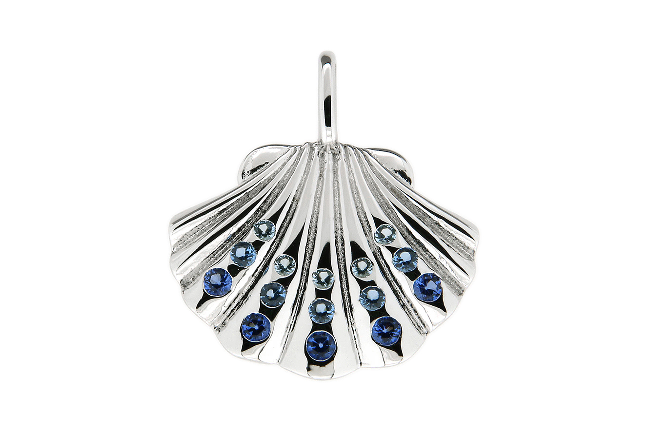 Anhänger Muschel mit Zirkonia in Silber 925 rhodiniert 