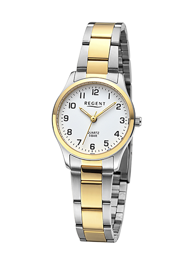 Damenarmbanduhr von Regent F-1636 mit  Edelstahlarmband bicolor