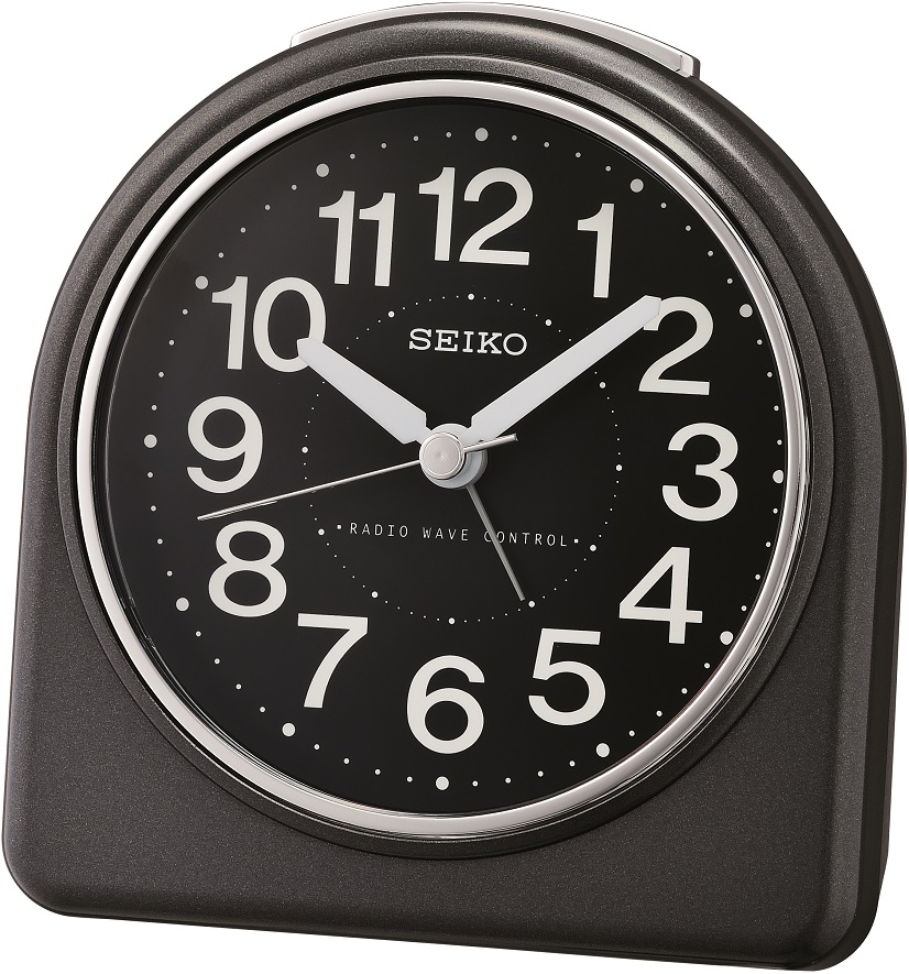 Schwarzer Funkwecker von Seiko QHR204K mit Weckwiederholung und Licht 