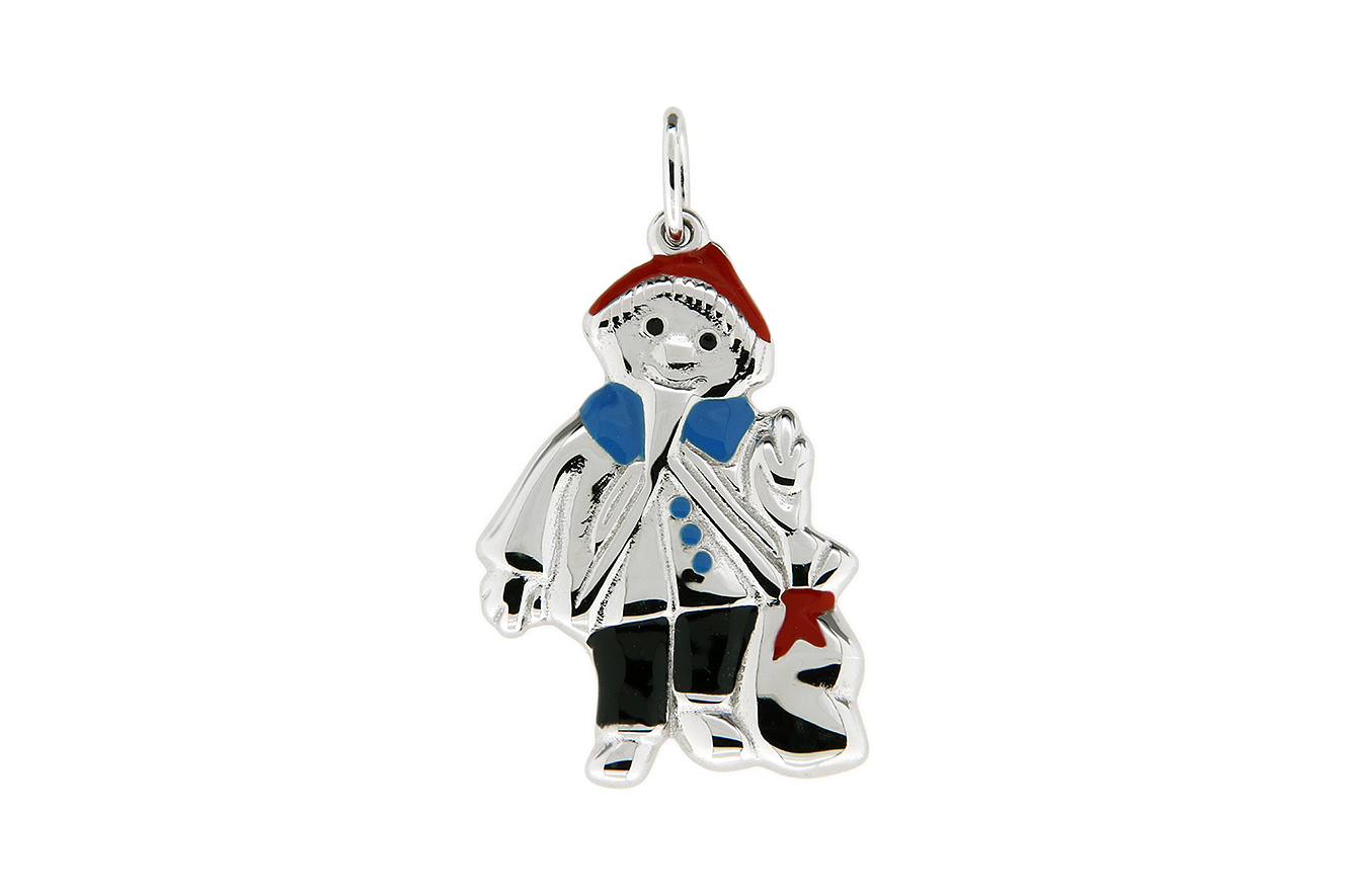 Anhänger Sandmann in 925 Silber rhodiniert mit Emaille Kinderschmuck