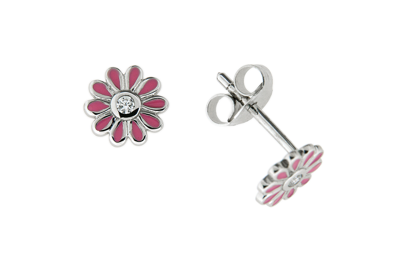Ohrstecker Ohrring Blume in Silber 925 rhodiniert