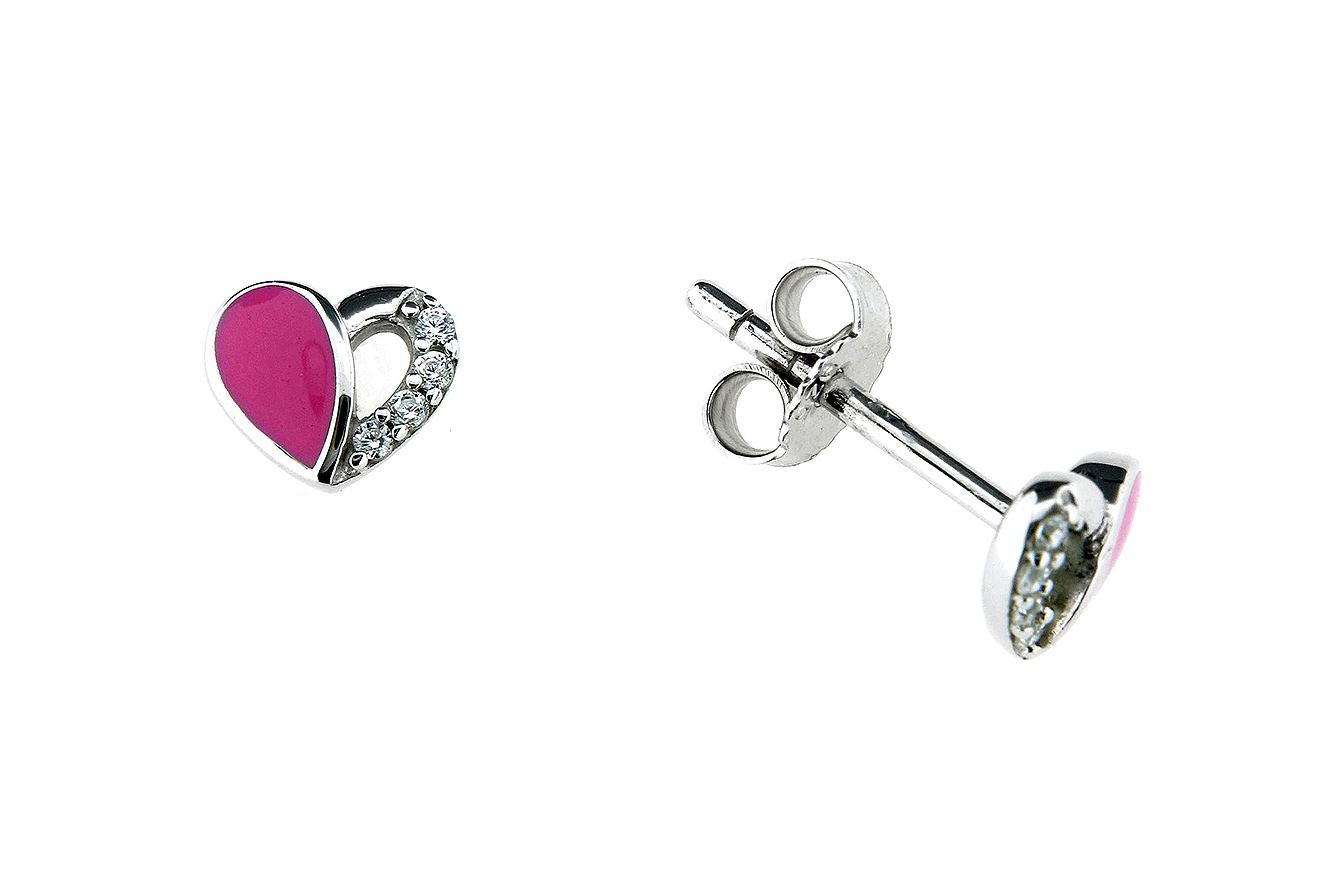 Ohrstecker, Ohrring Herz Silber 925 Kinderschmuck