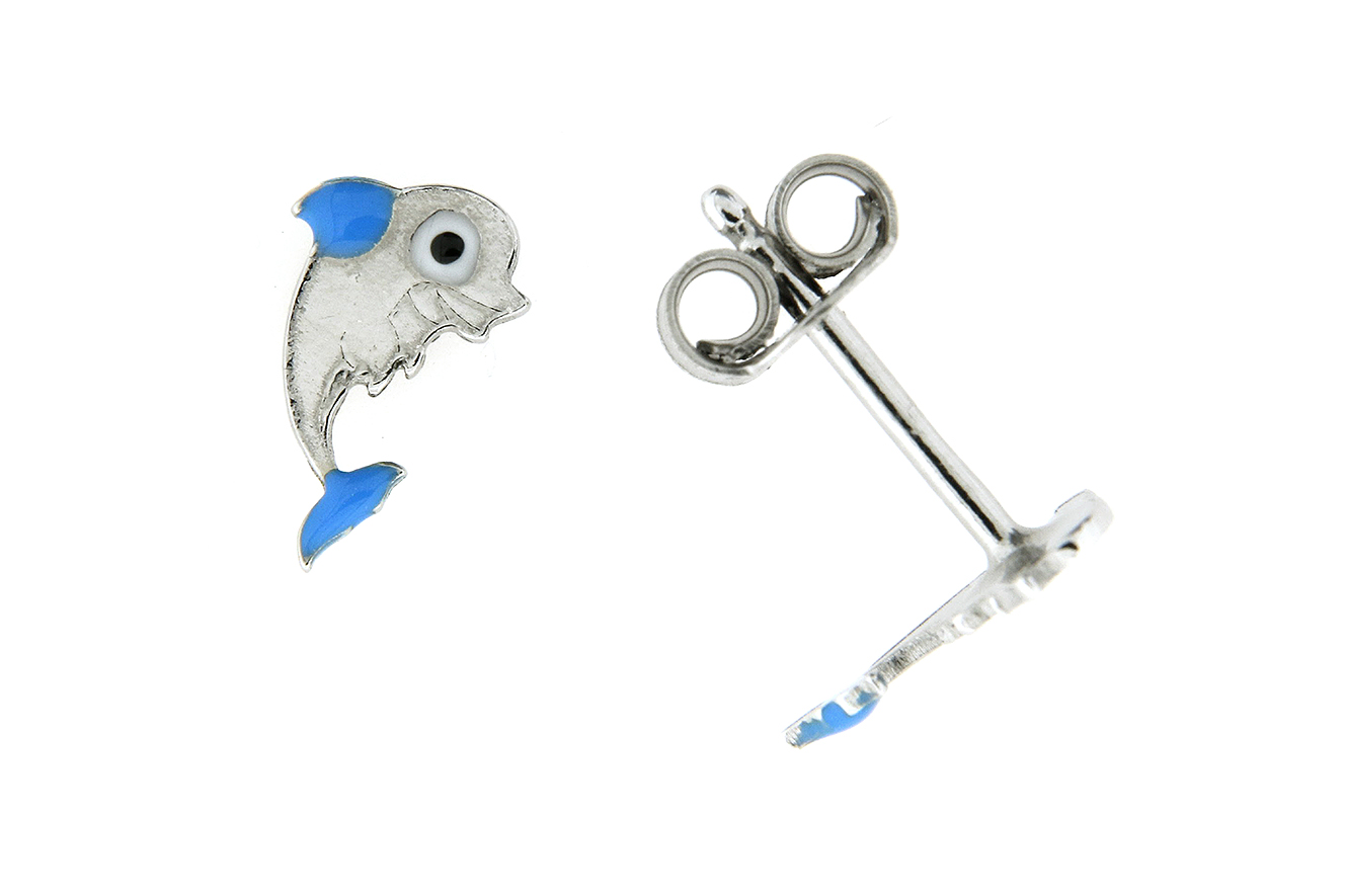 Ohrstecker Ohring Delfin Silber 925 rhodiniert