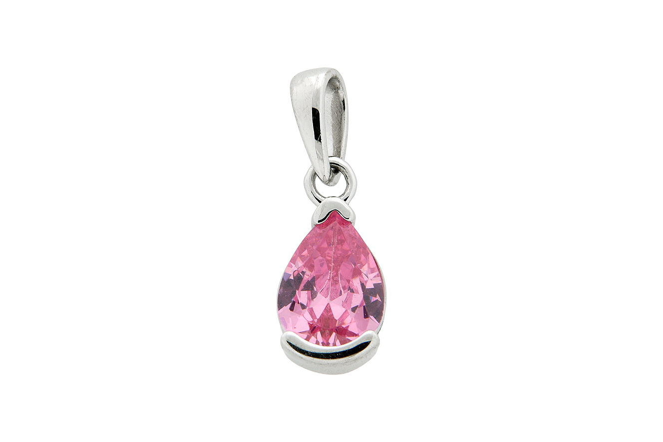 Anhänger in Silber 925 rhodiniert  mit Zirkonia rosa