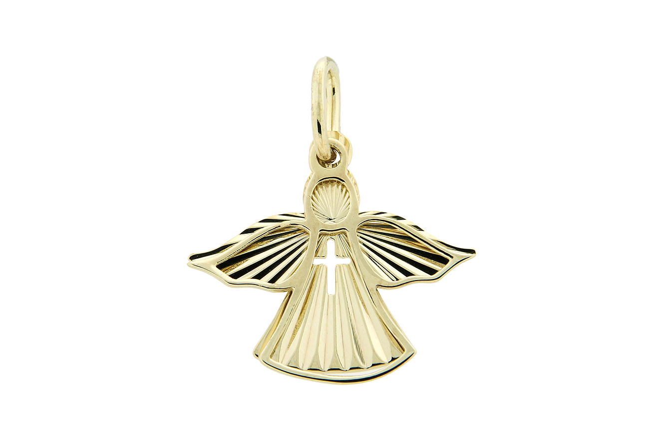 Anhänger Engel mit Kreuz in Silber 925 vergoldet