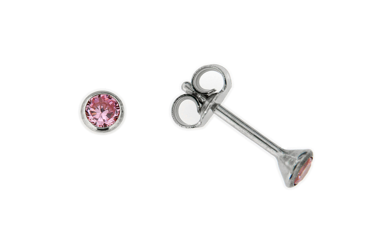 Ohrstecker, Ohrringe in Silber 925 mit pinken Zirkonia 3,5mm 