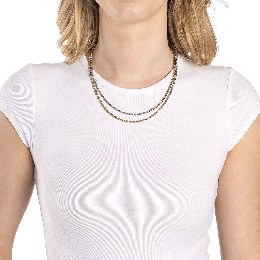 50-45cm Kette von Leonardo Sabrina 026875 aus Edelstahl bicolor