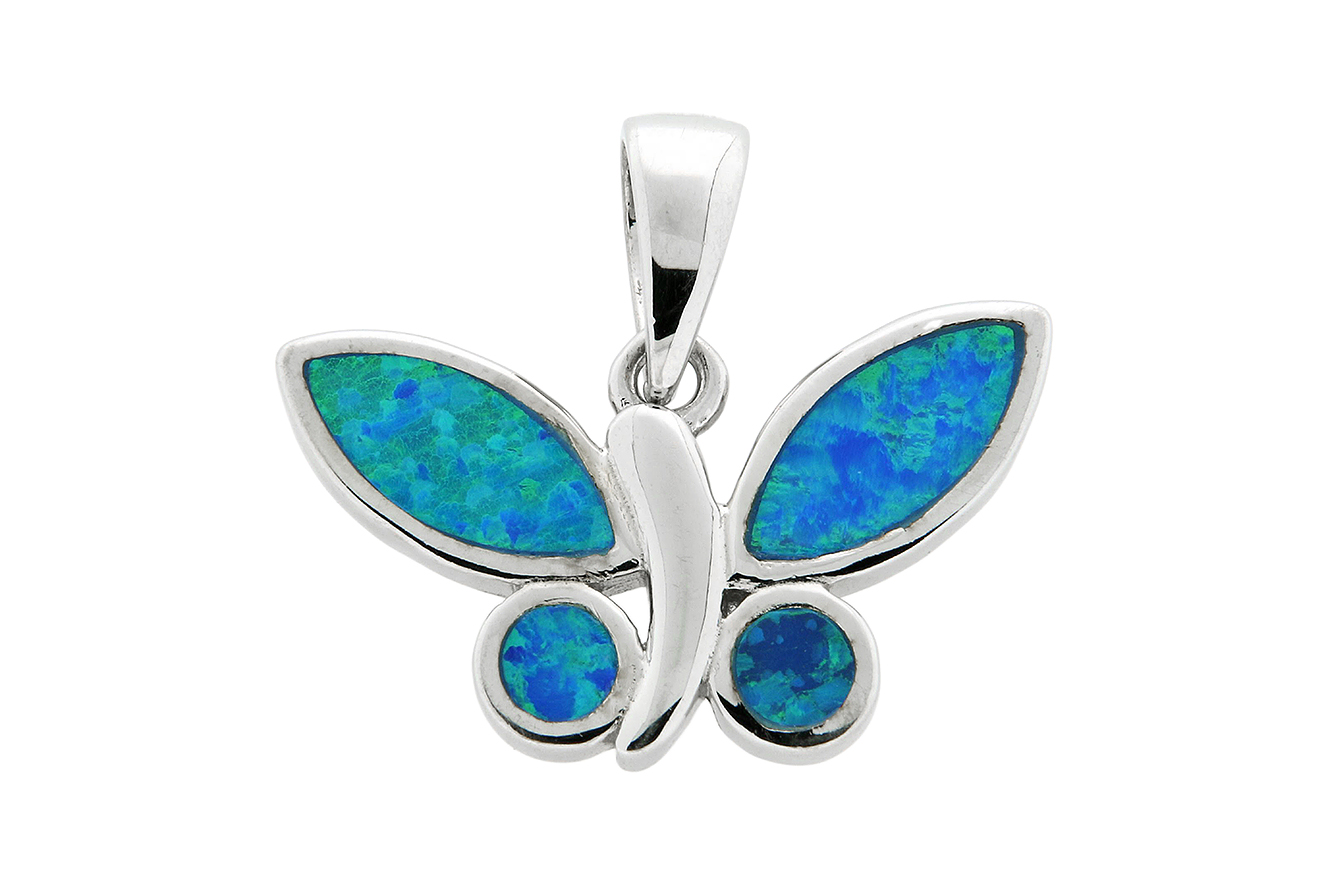 Anhänger Schmetterling in Silber 925 synthetischen Opal