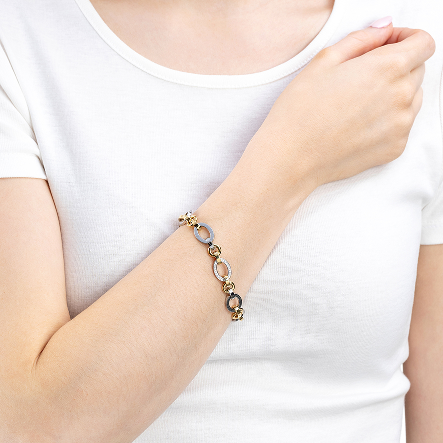 20-18,5 Armband von Leonardo 023403 Lena Teilvergoldet in Edelstahl  