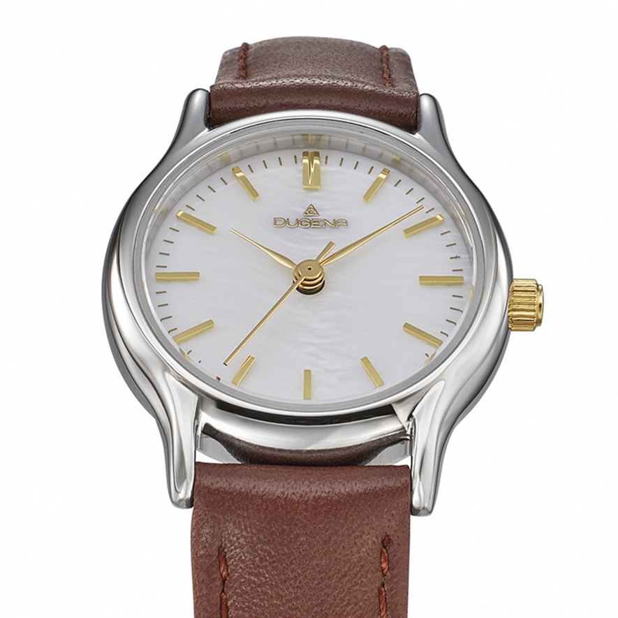 Damenarmbanduhr Vintage von Dugena 4461266 rund mit Lederarmband