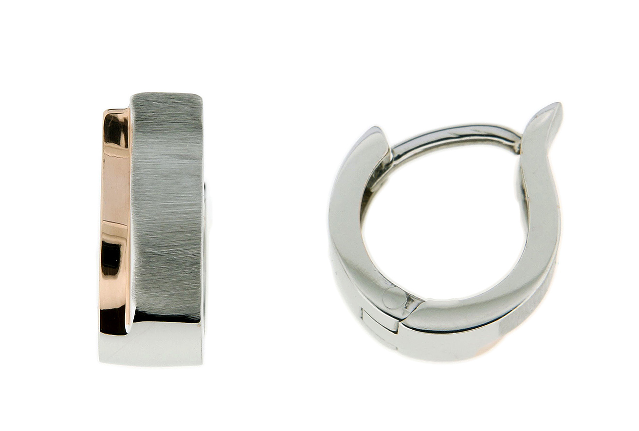 Creole Ohrring in Silber 925 rhodiniert  mattiert poliert rosé