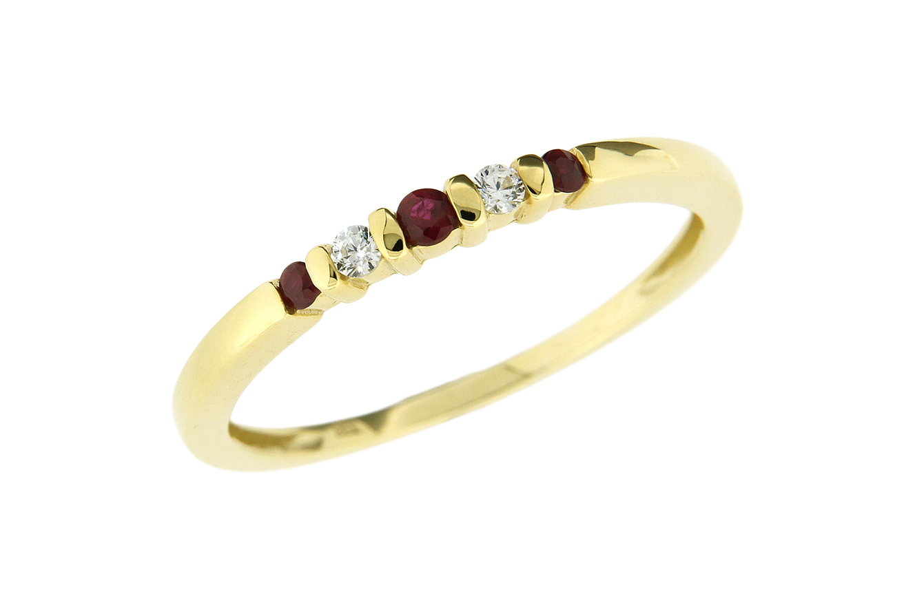 Gr.58 in Gold 333 mit weißen und roten Zirkonia 