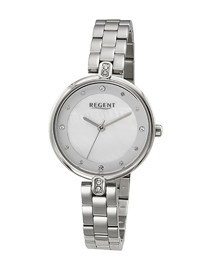 Damenarmbanduhr von Regent F-1654 mit Edelstahlgehäuse und Metallarmband