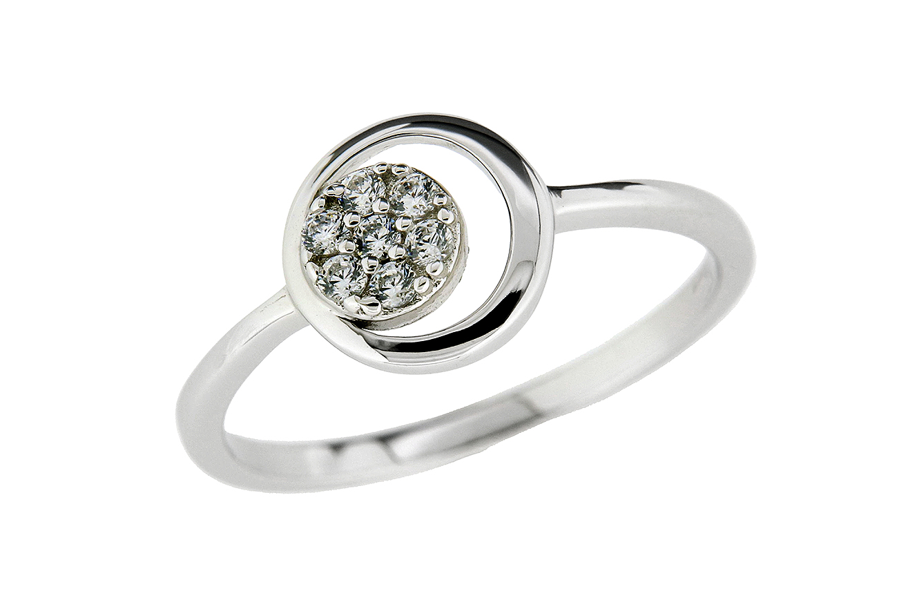 Gr.58 Damenring in Silber 925 rhodiniert mit Zirkonia 