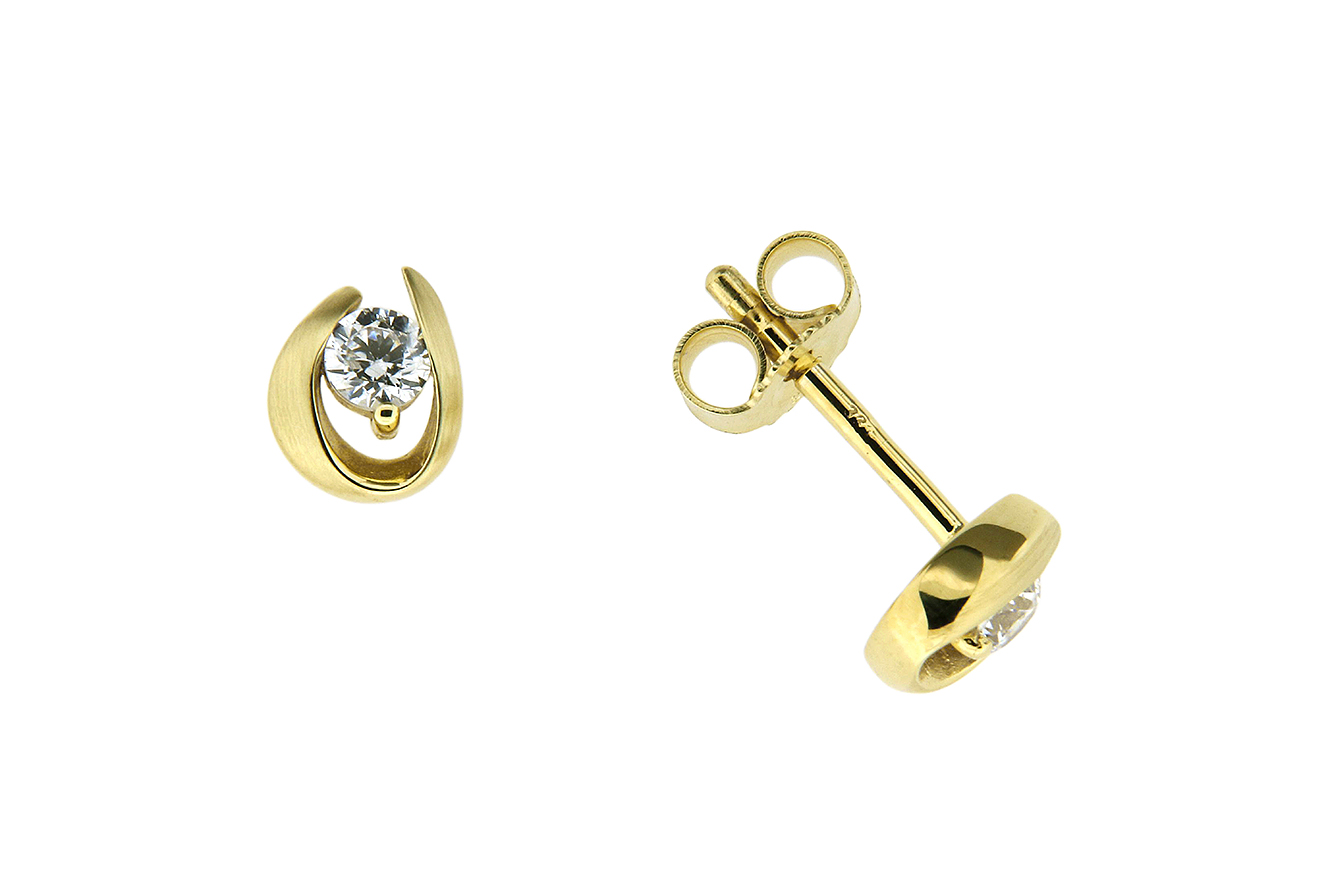 Ohrstecker, Ohrringe in Gelbgold 333 mit Zirkonia