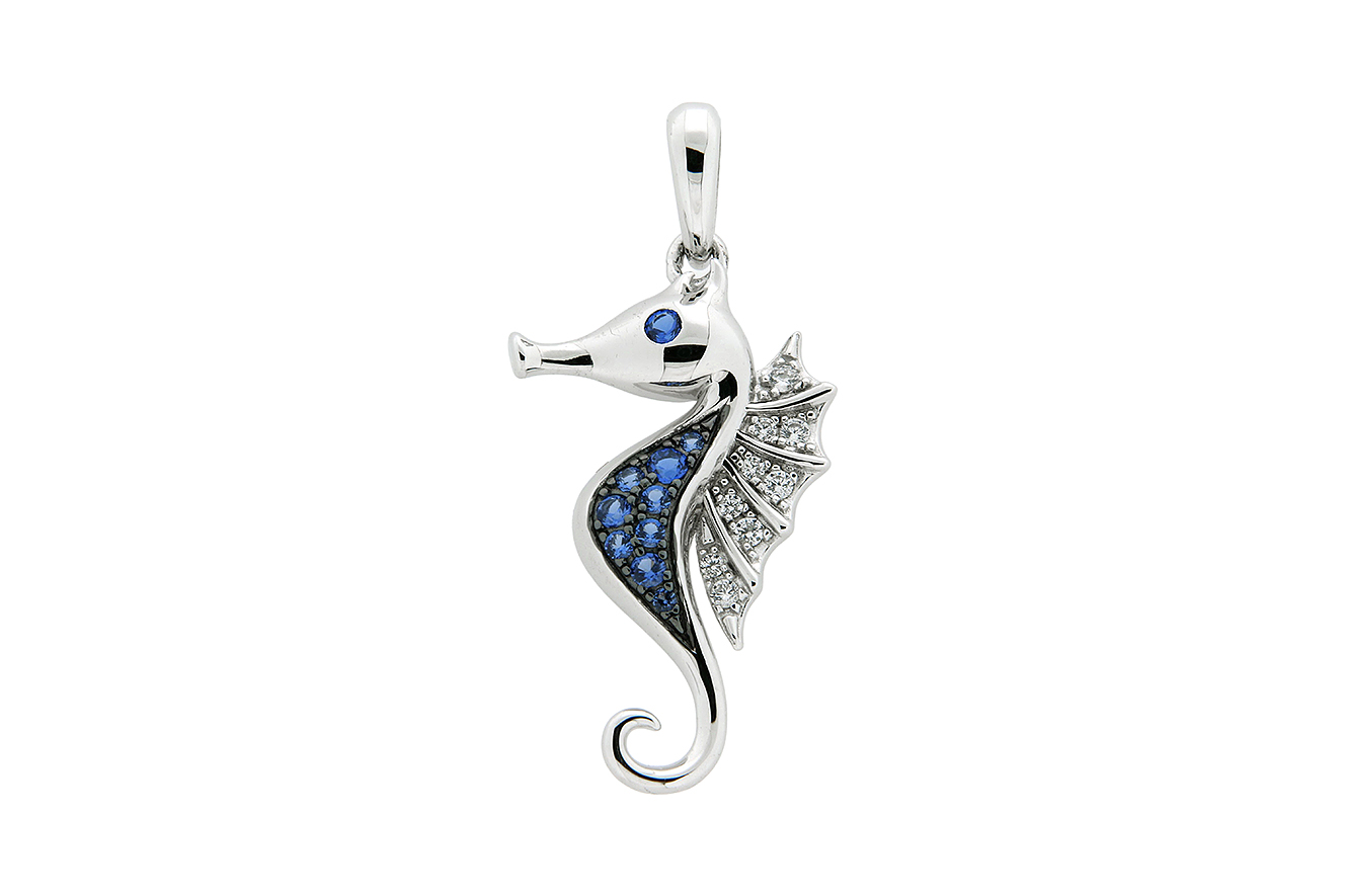 Anhänger Seepferd in Silber 925 rhodiniert mit Zirkonia