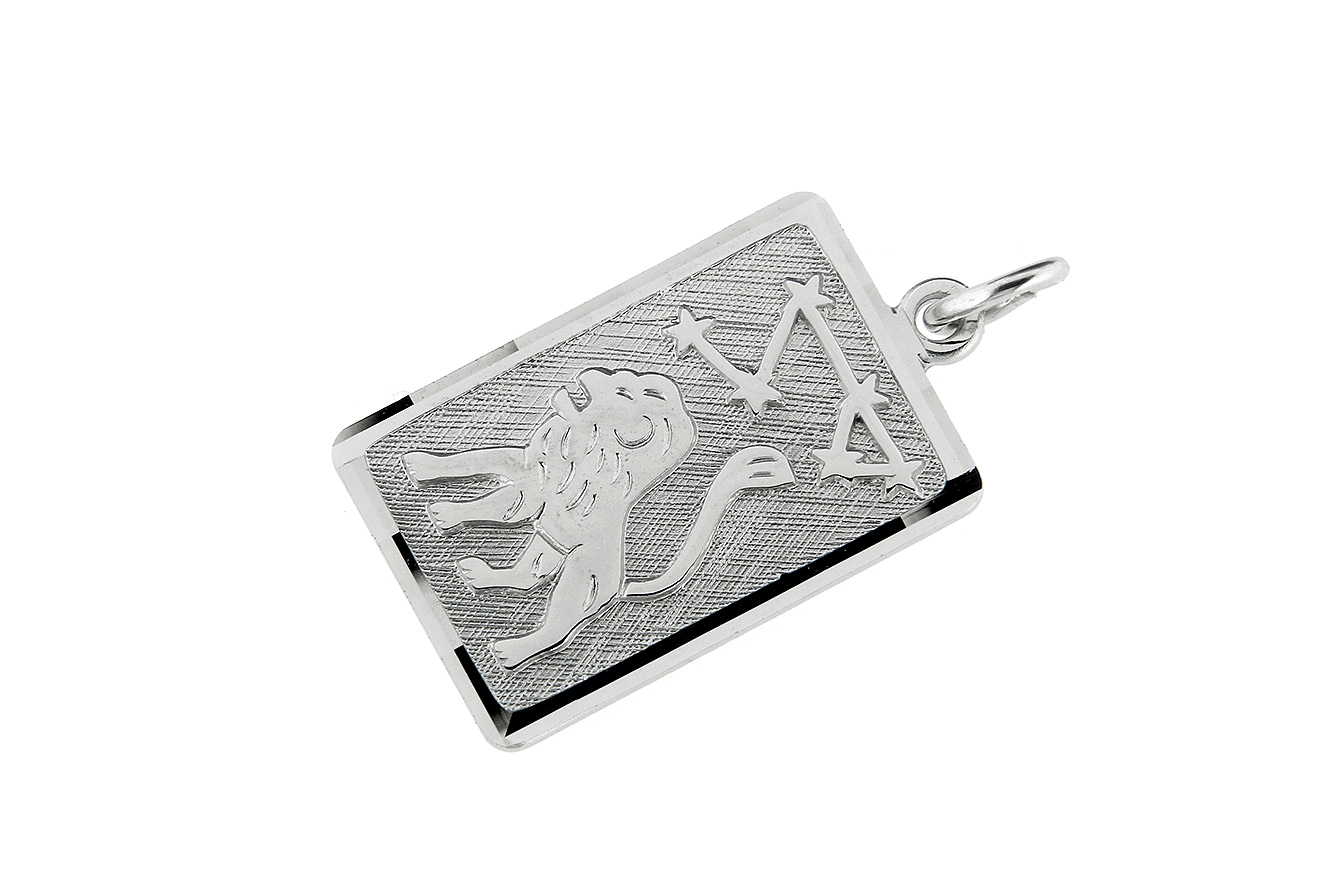 Tierkreiszeichen Löwe Platte in Silber 925 rhodiniert