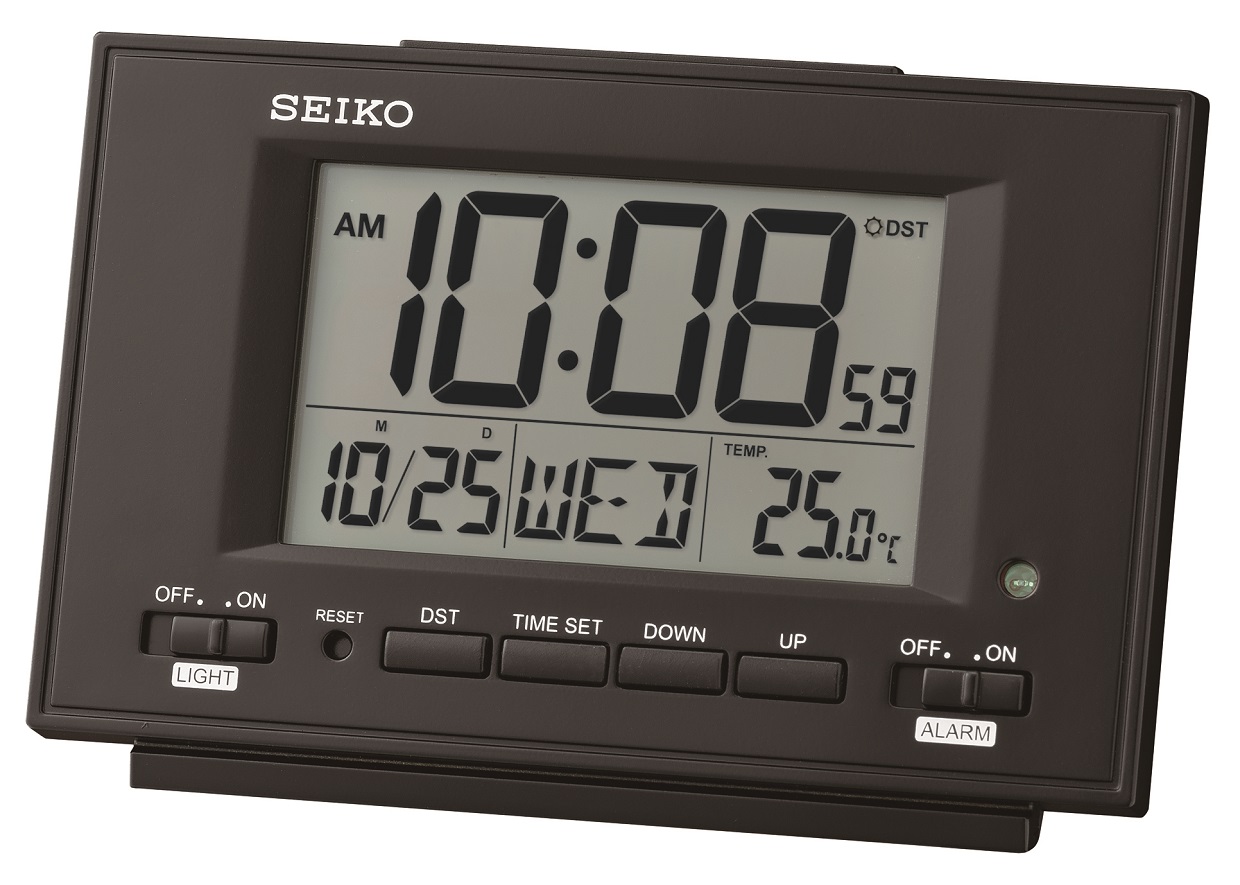 Seiko Wecker LCD QHL075K mit Autolicht, Kalender, Temperatur und Weckwiederholung