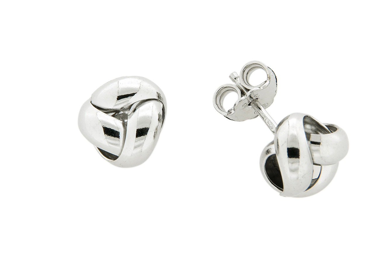 Ohrstecker, Ohrring Knoten in Silber 925 mit rhodinierter Oberfläche