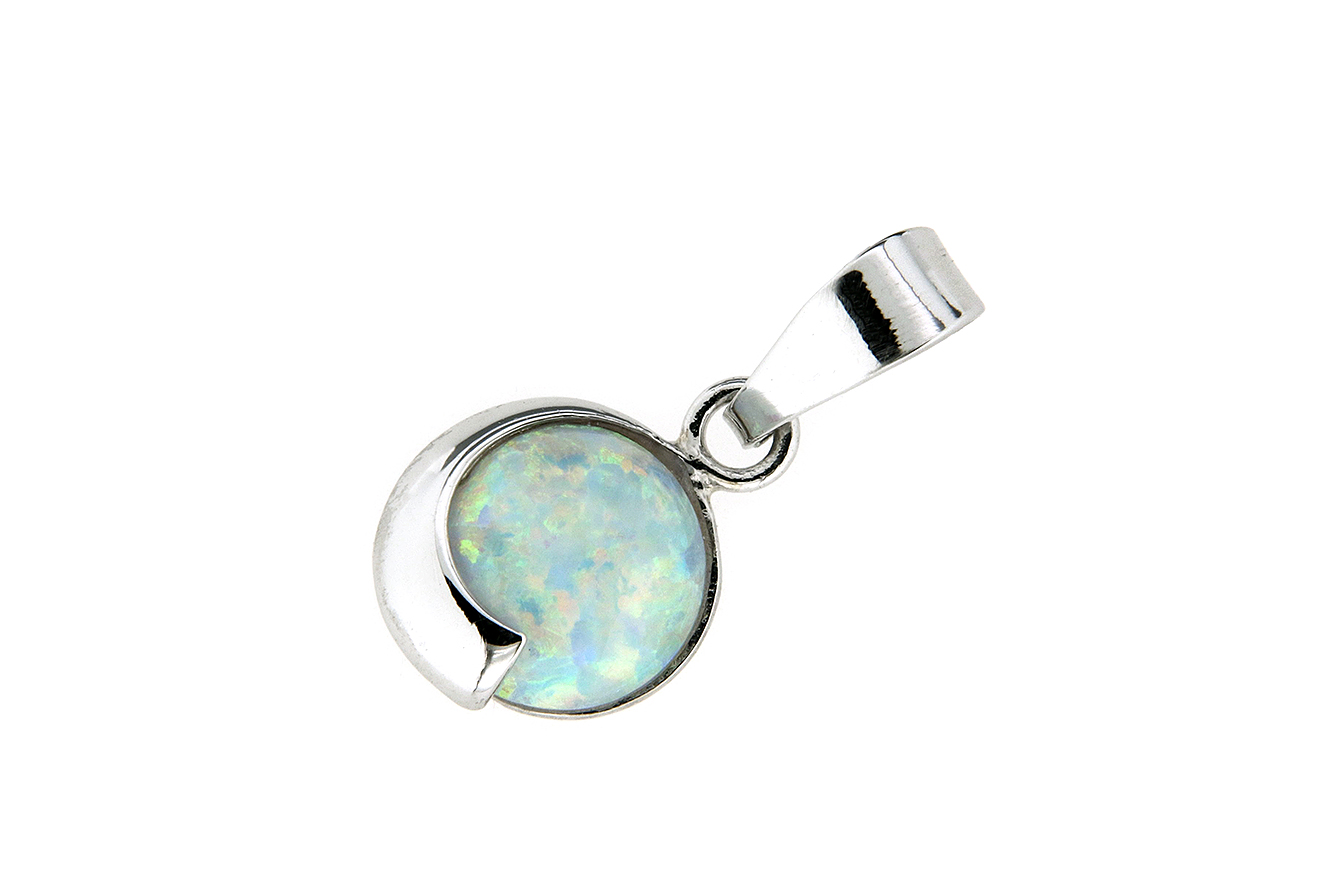 Anhänger mit Synthetischen Opal aus Silber 925 mit rhodinierter Oberfläche 
