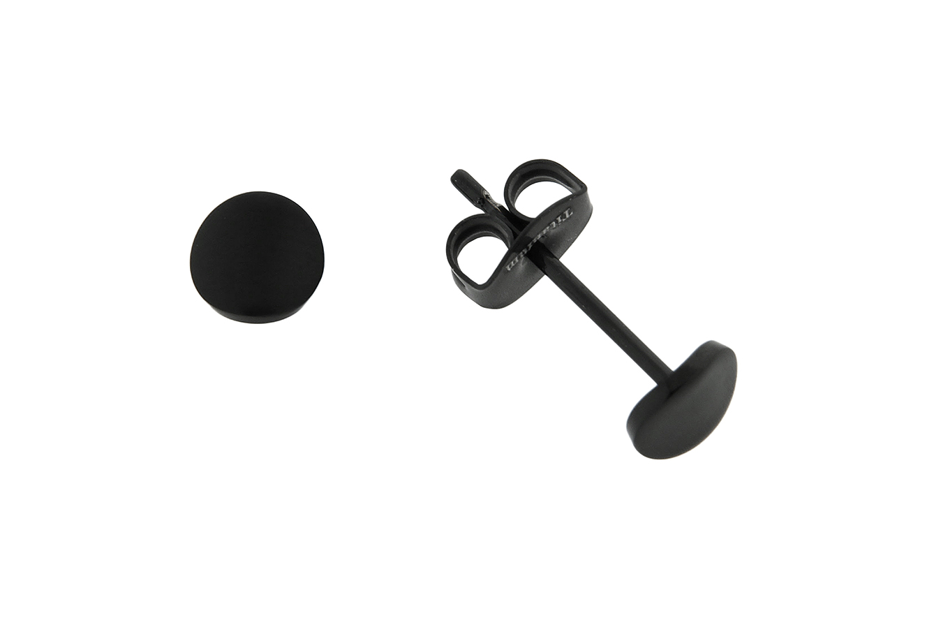 Ohrstecker Ohrringe Rund in Titan schwarz mit seidenmatter Oberfläche