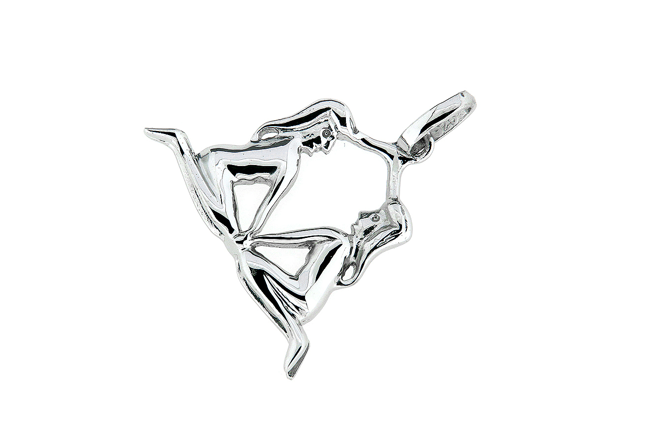 Tierkreiszeichen Sternzeichen Zwillinge große Figur in Silber 925 mit rhodinierter Oberfläche