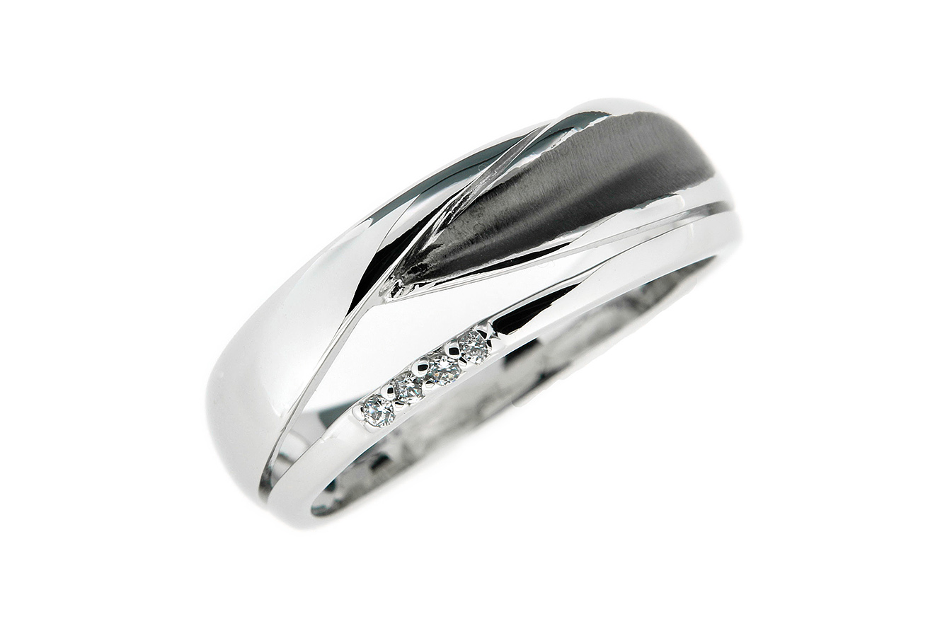 Gr.55 Ring Black  Wave von Yo Design in Silber 925 rhodiniert mit Zirkonia