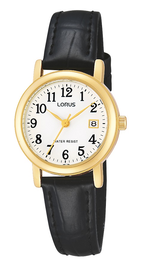 Armbanduhr von Lorus RH764AX9 mit schwarzem Lederarmband und Datumsanzeige