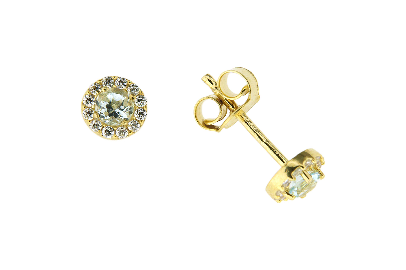 Ohrstecker, Ohrring mit Blautopas und Zirkonia in Gold 333 poliert