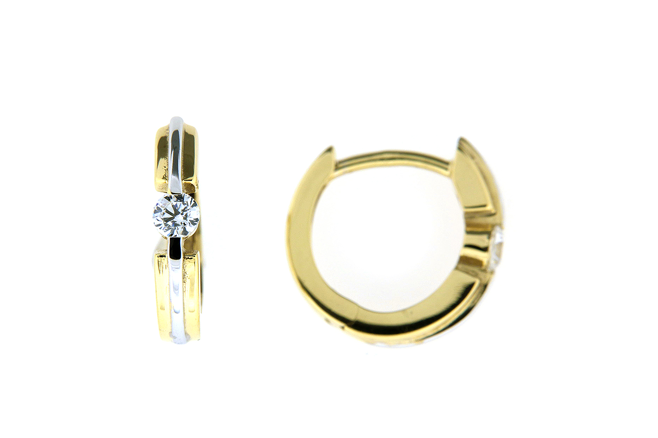 Creolen Ohrringe in Gold 333 Gelbgold Weißgold mit Zirkonia 