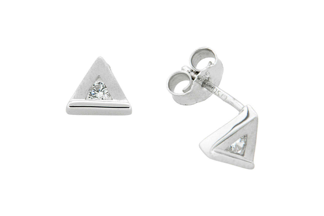 Ohrstecker, Ohrring Dreieck in Silber 925 rhodiniert 