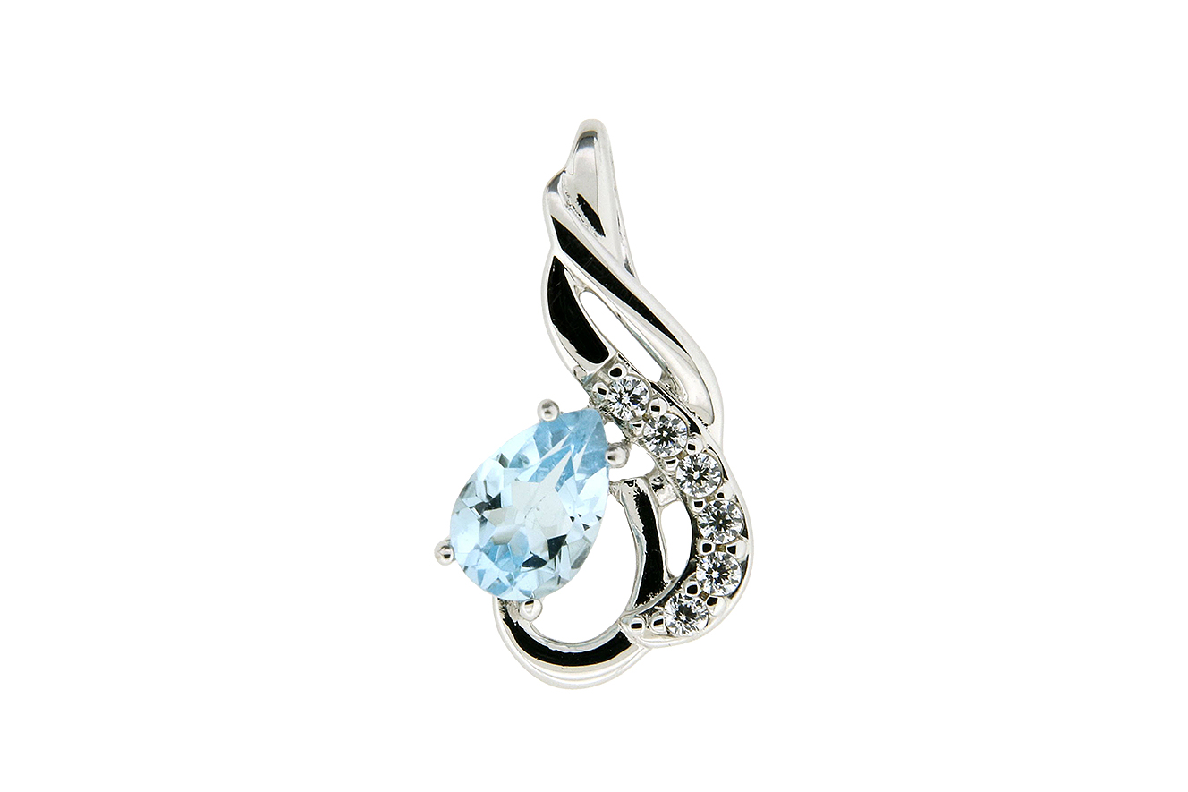 Anhänger mit Zirkonia in Silber 925 rhodiniert mit Zirkonia und Blautopas