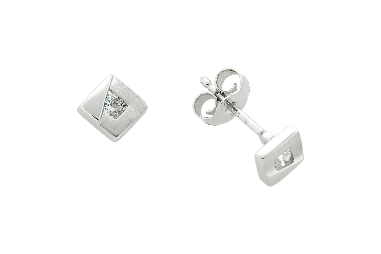 Ohrstecker, Ohrring Quadrat in Silber 925 rhodiniert 