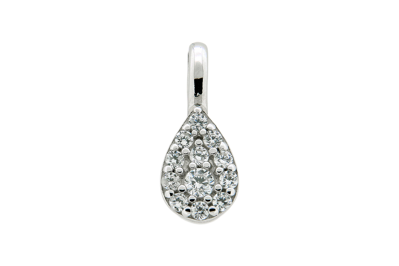 Anhänger Tropfen in Silber 925 rhodiniert mit Zirkonia
