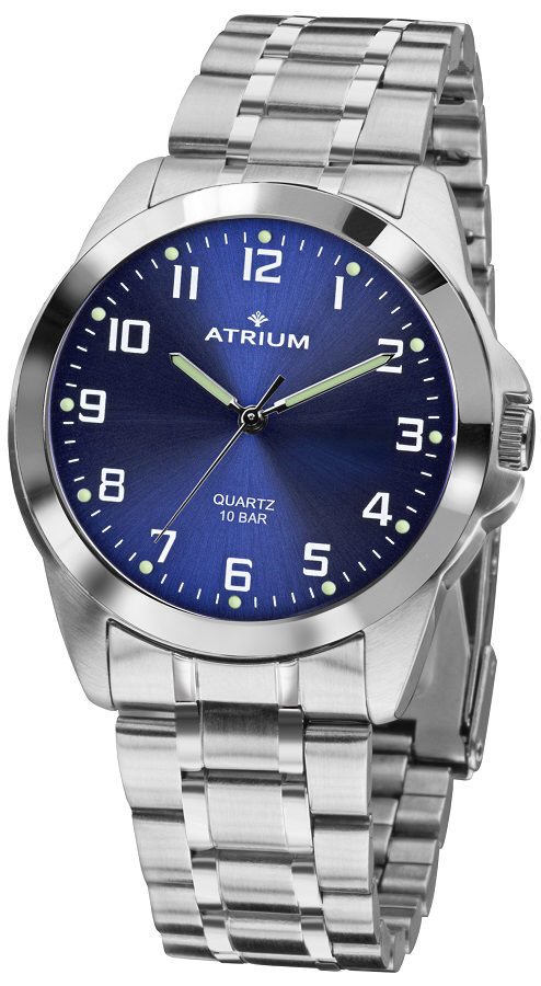Armbanduhr Atrium A24-35 mit blauen Zifferblatt und Faltschließe in Edelstahl