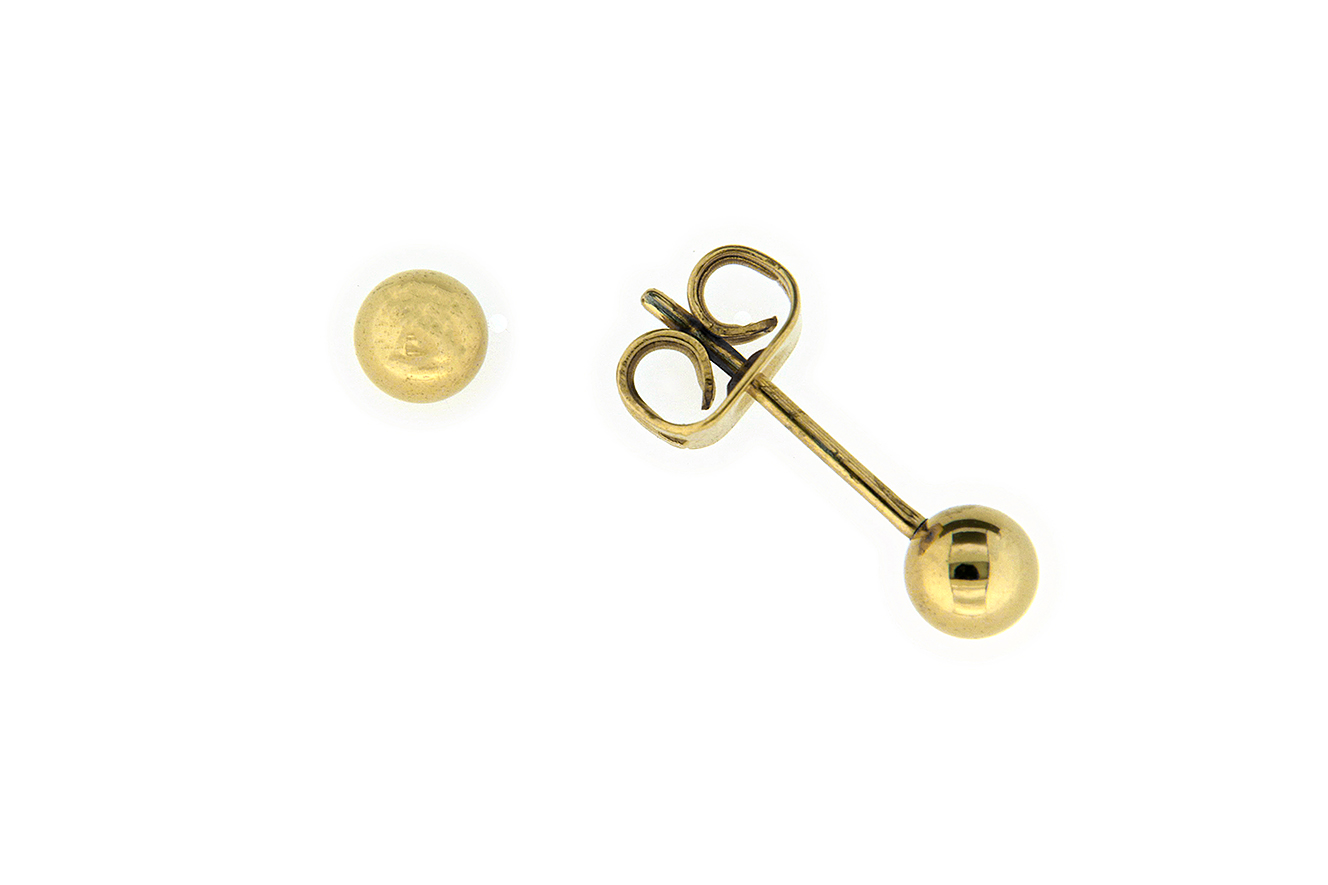 Ohrstecker Ohrring Kugel in Titan mit vergoldeter Oberfläche 4mm