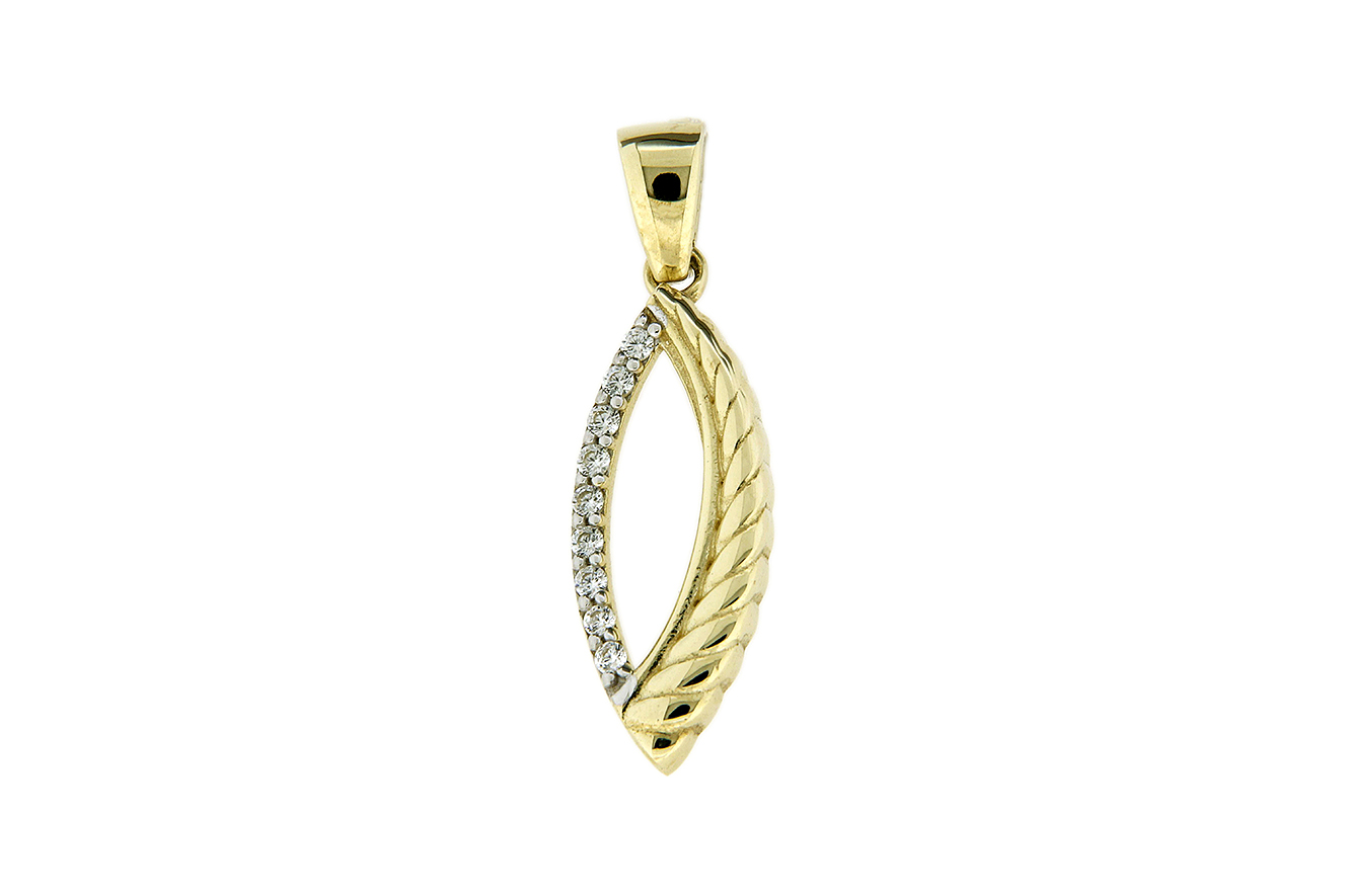 Anhänger in Tropfenform aus Gold 333 mit Zirkonia und polierter Oberfläche