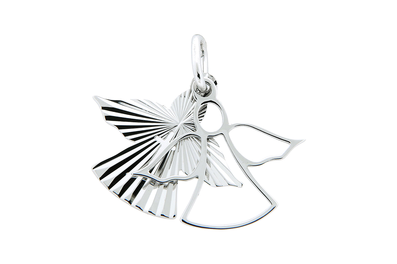 Anhänger Engel mit Kreuz in Silber 925 rhodiniert 