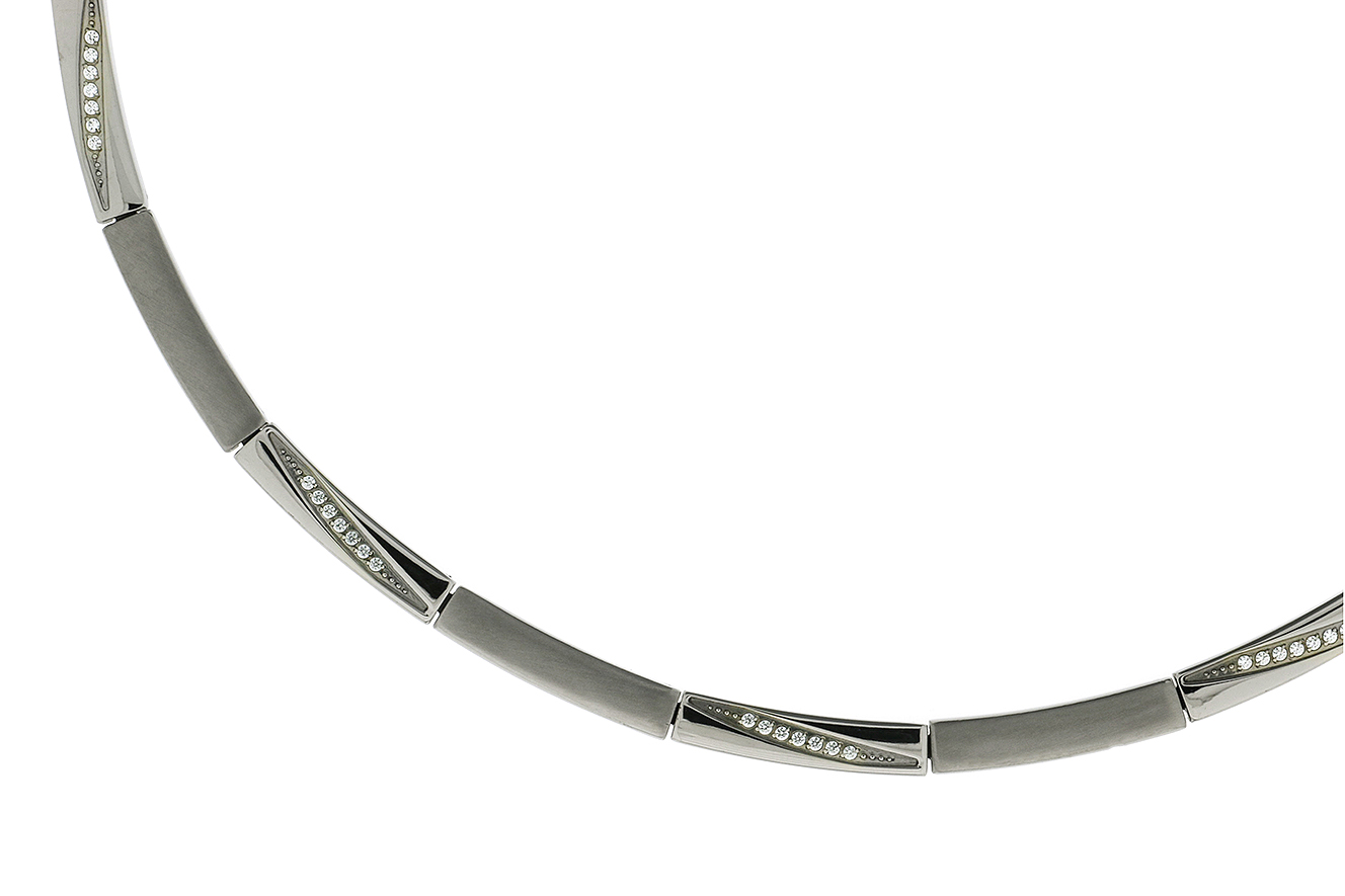 48cm Kette Collier in Titan mit polierter  mattierter Oberfläche sowie Zirkonia