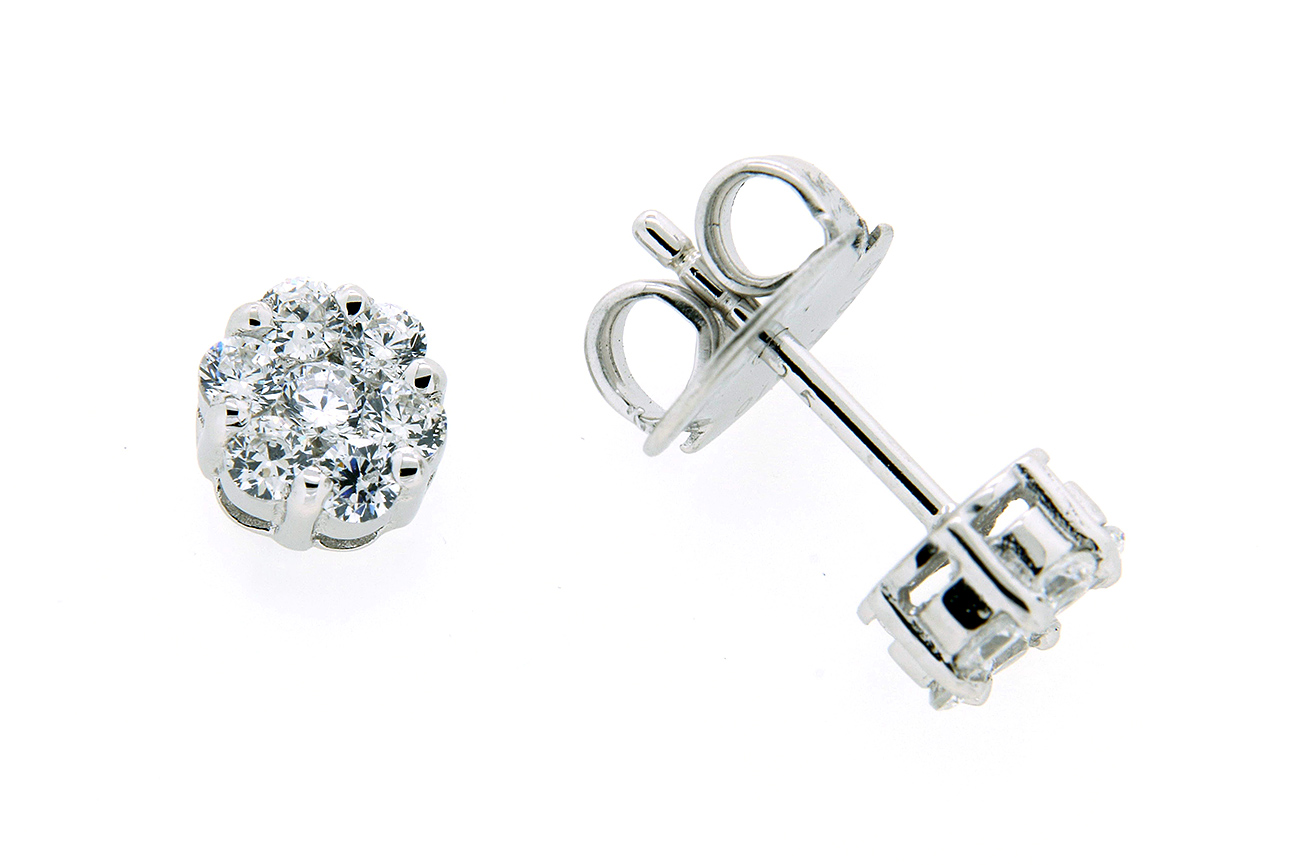Ohrstecker Ohrring Blüte 6mm Durchmesser Silber 925 mit Zirkonia