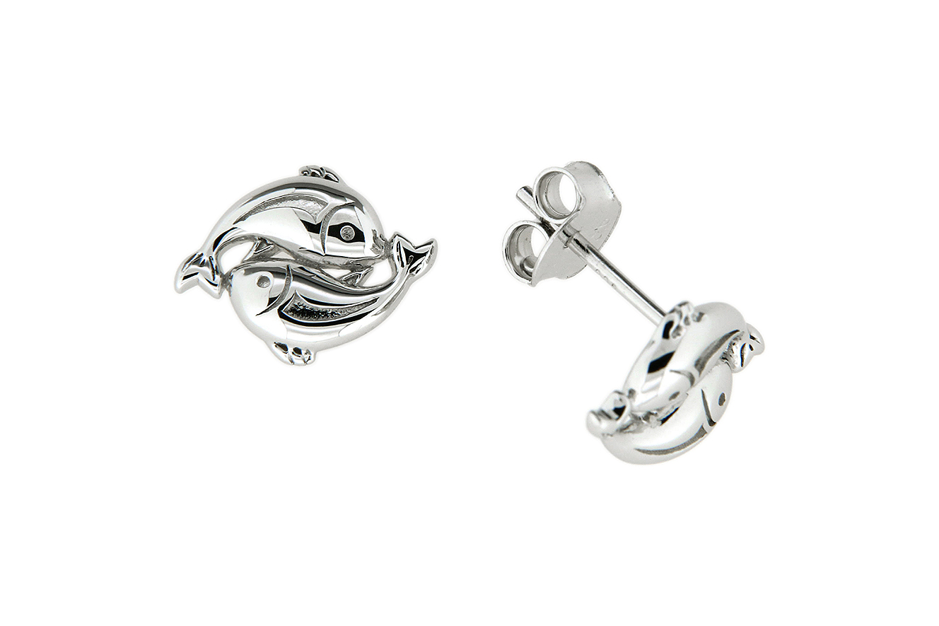 Ohrstecker Ohrschmuck Fische Silber 925 rhodiniert