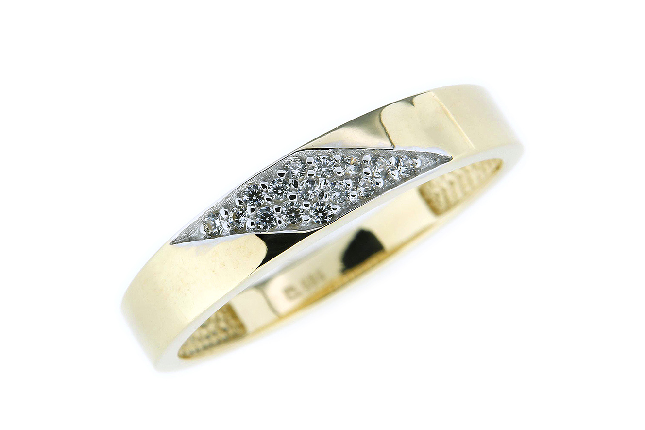 Gr.56 Ring gefertigt in Gold 585 Weißgold und Gelbgold mit Zirkonia