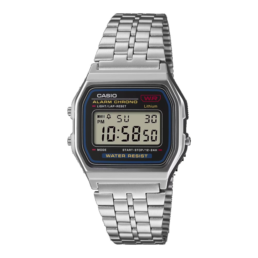 Armbanduhr Vintage Design Digital Casio A159WE-1EF mit Edelstahlband