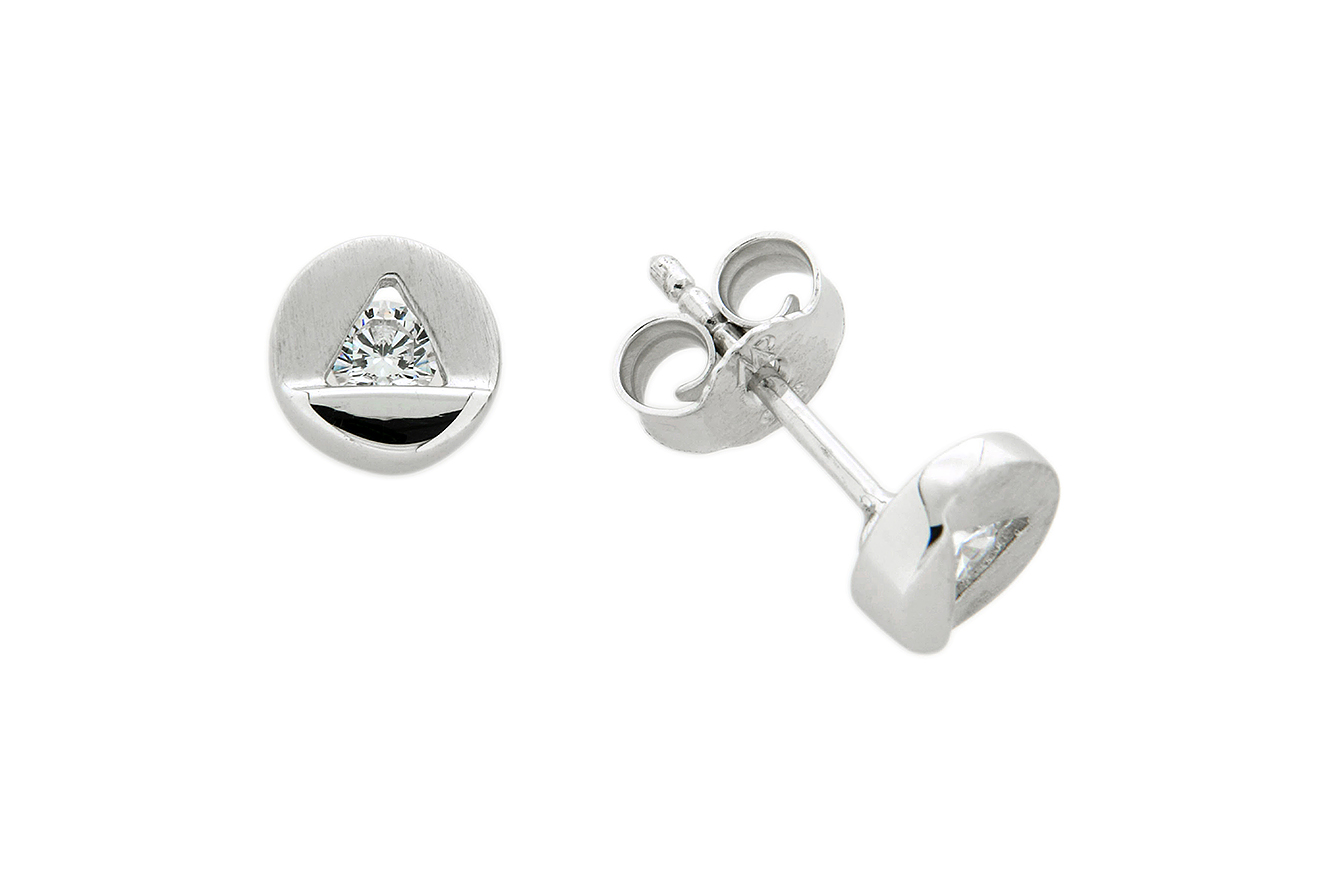 Ohrstecker, Ohrring rund in Silber 925 rhodiniert 