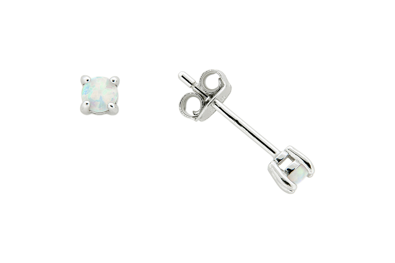 Ohrstecker in Silber 925 rhodiniert mit synthetischen Opal